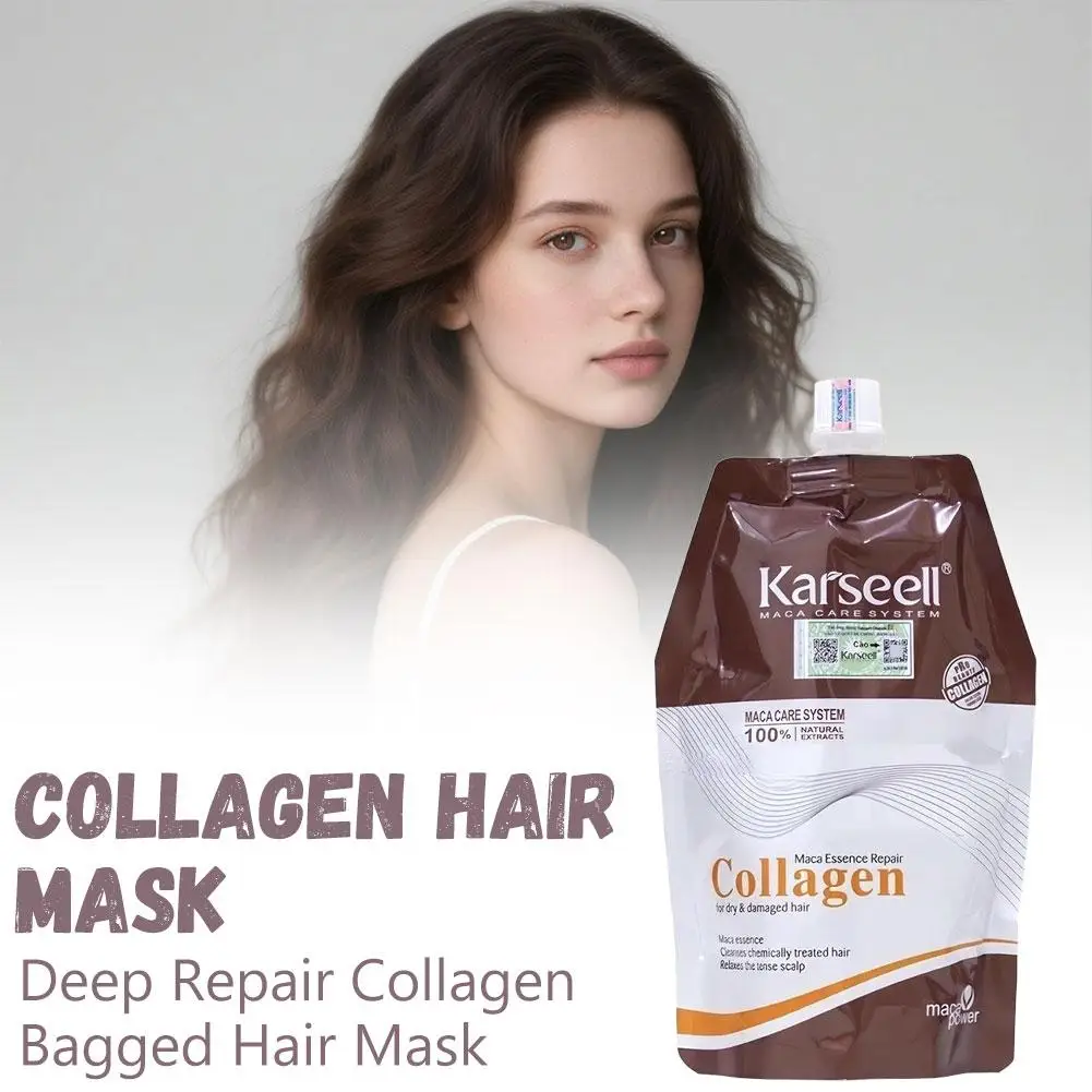 Masker Rambut Kolagen Karseell Maca Power Original 500ml, Menutrisi & Memperbaiki Rambut Kering & Rusak
