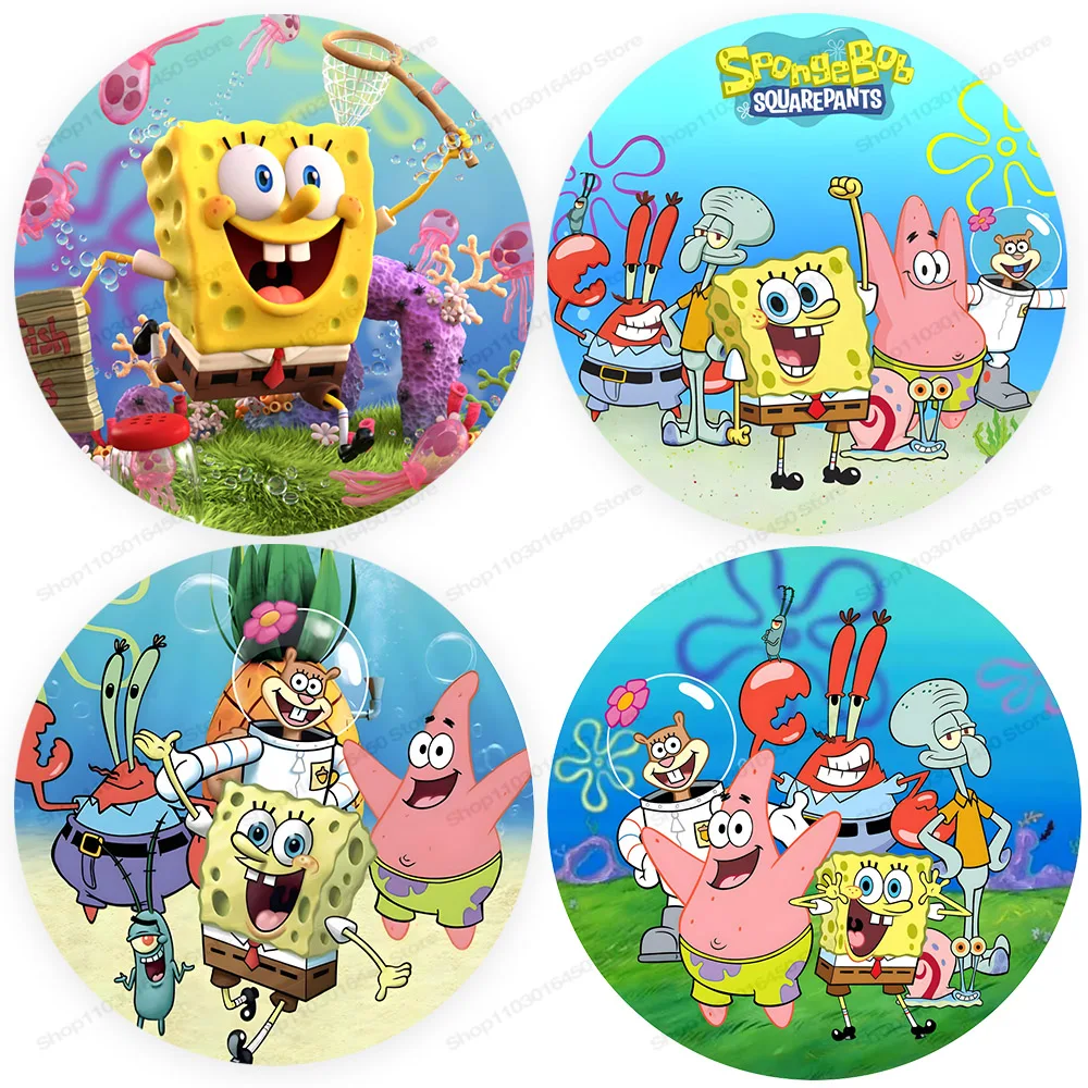 The SpongeBob Round Backdrop For Kids Custom 1st Birthday Party Photography Circle Background Banner Cover Circular Figure Decor