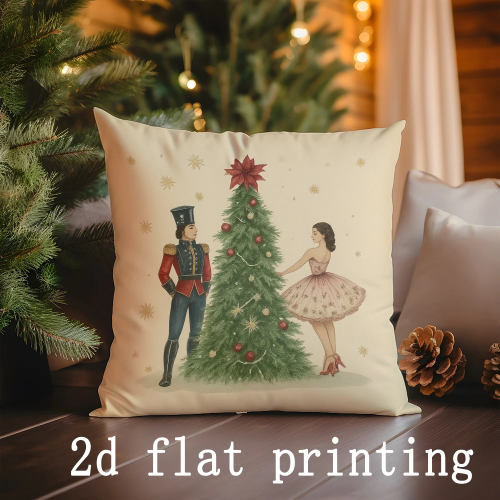 Home Decor Christmas-themed Hello Merry Cushion Covers Pattern Cushion Cover Suitable for Sofa Bedroom Car Pillow Cover