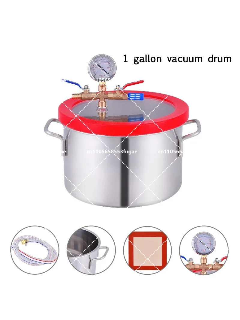 20L Stainless Steel Vacuum Degassing Chamber for Silicone, Resin, AB Adhesive, 30x30cm Degassing Barrel