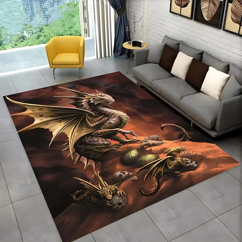 Dragon print carpet, living room bedroom housewares garden lawn mat baby mat bathroom kitchen non-slip carpet birthday present