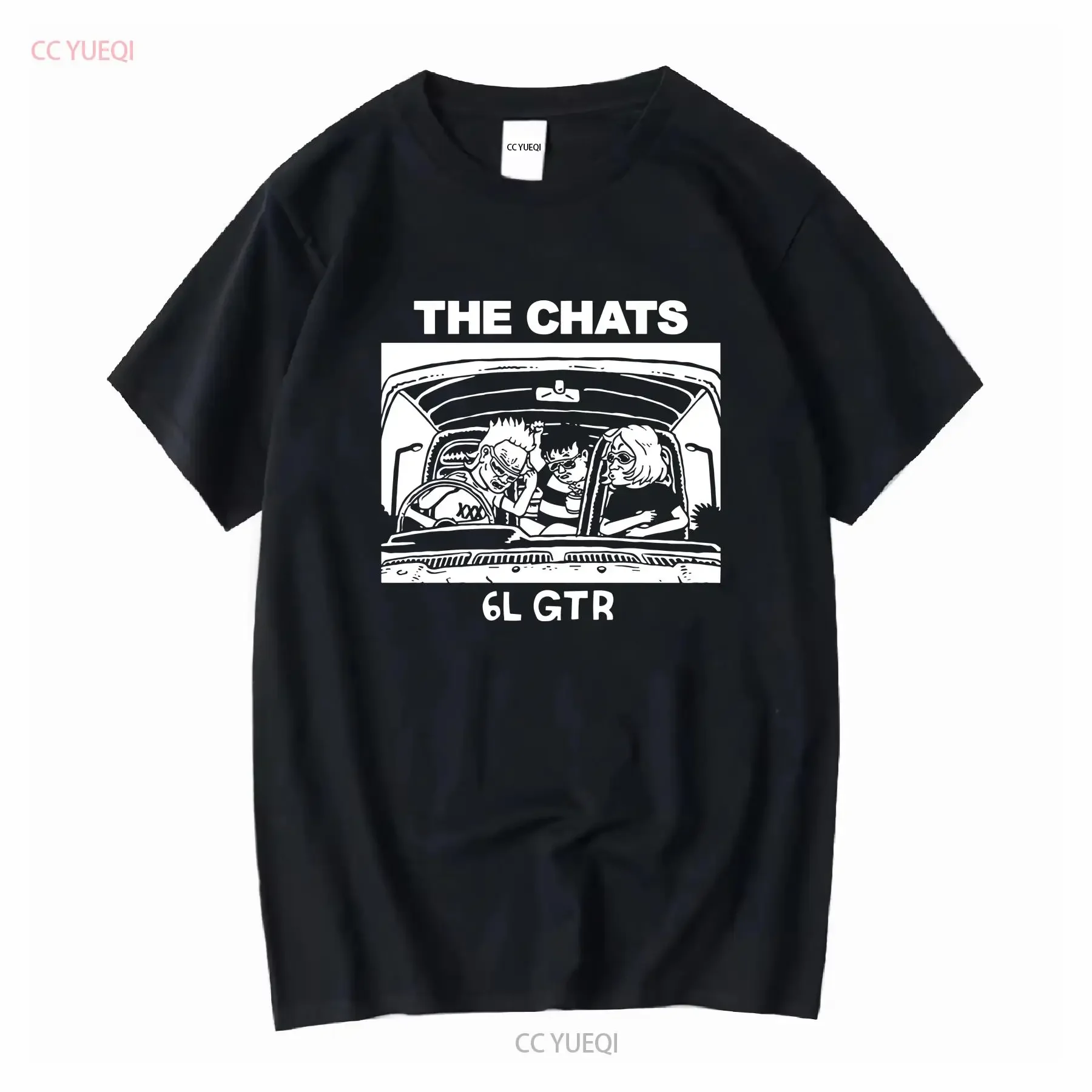 تي شيرت عتيق بفرقة The Chats أسود بأكمام قصيرة جميع المقاسات من S إلى 345Xl Q800 جرافيك أنيق مغسول عتيق للجنسين