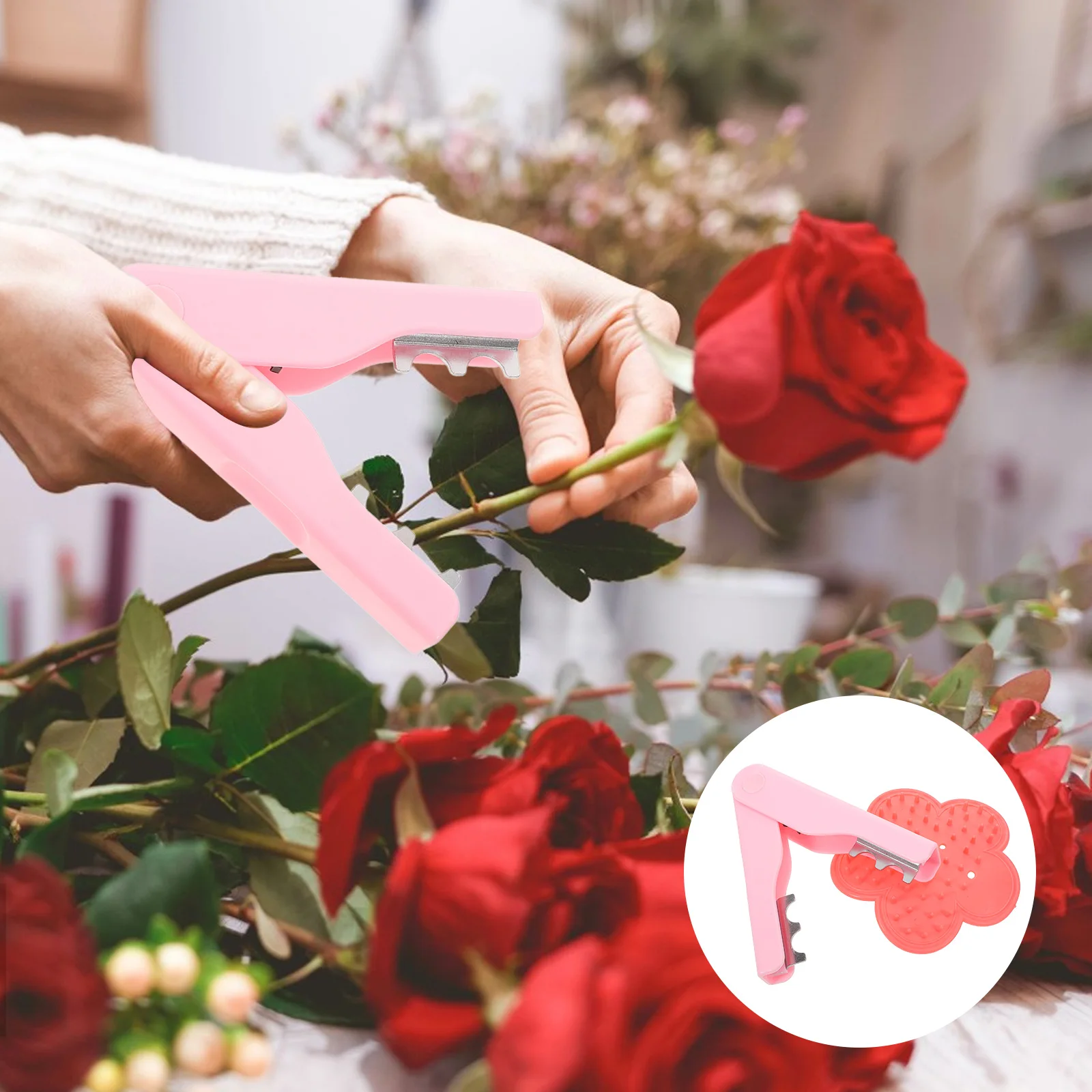 

2 Pcs Pink ABS Flower Thorn Remover for Roses Easy to Use Durable Material Garden Flower Shop Plant Care Without Damaging