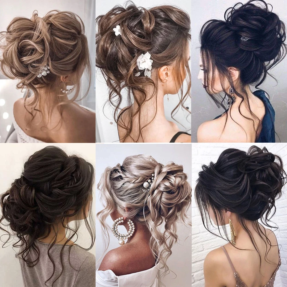 Haars tern synthetisches Haar Brötchen Chignon chaotisch lockiges Haarband Haar gummis chaotisch Haar Brötchen Hochs teck frisur Haar verlängerungen