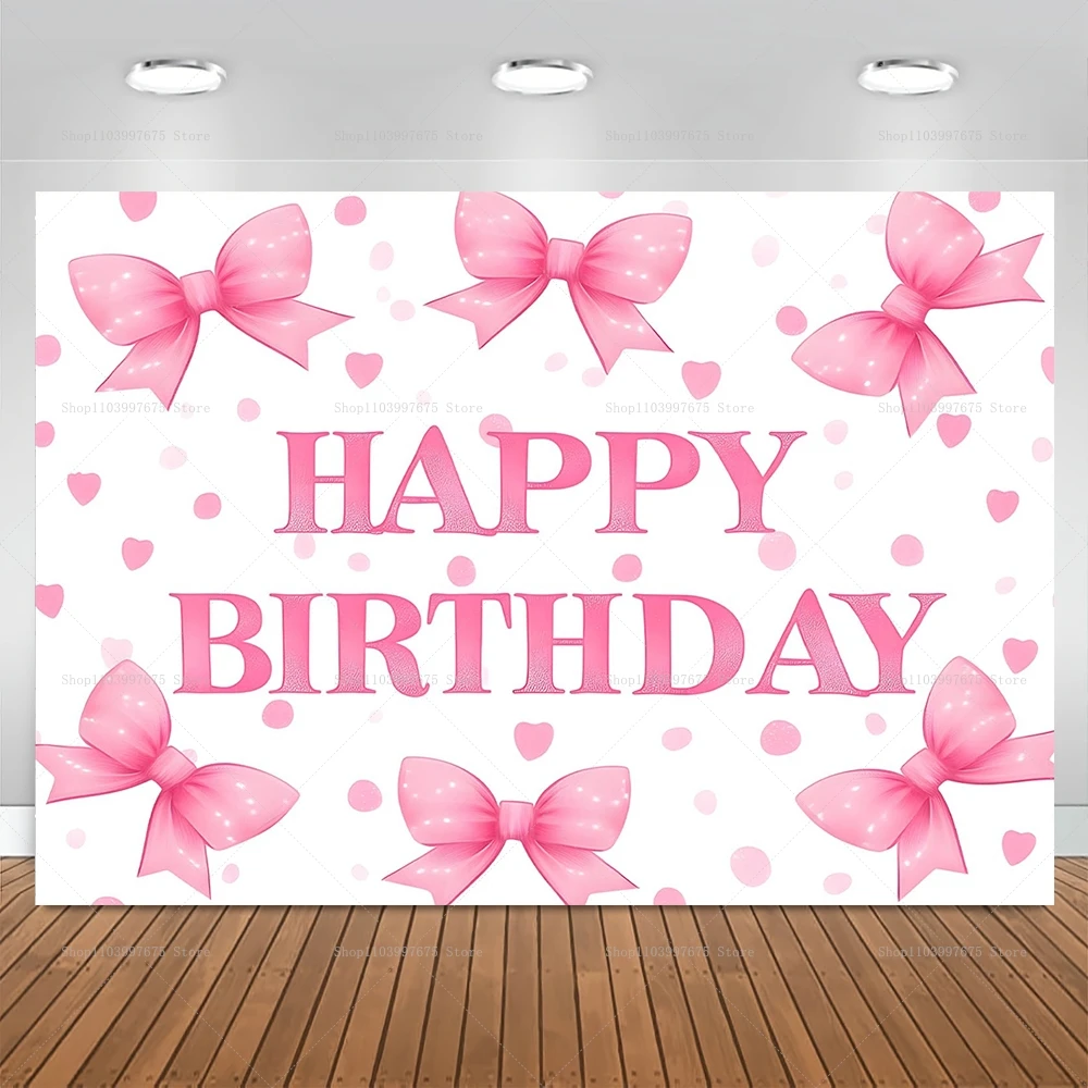 

Розовый фон для фотосъемки с бантом, декоративный баннер для девочек на день рождения, украшение для дома, стены, стола с тортом, фоновый баннер, товары для вечеринок
