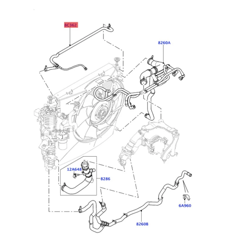 LR014567 Di sc ov er y Sp or t Ra ng e Ro ve r Hose assembly