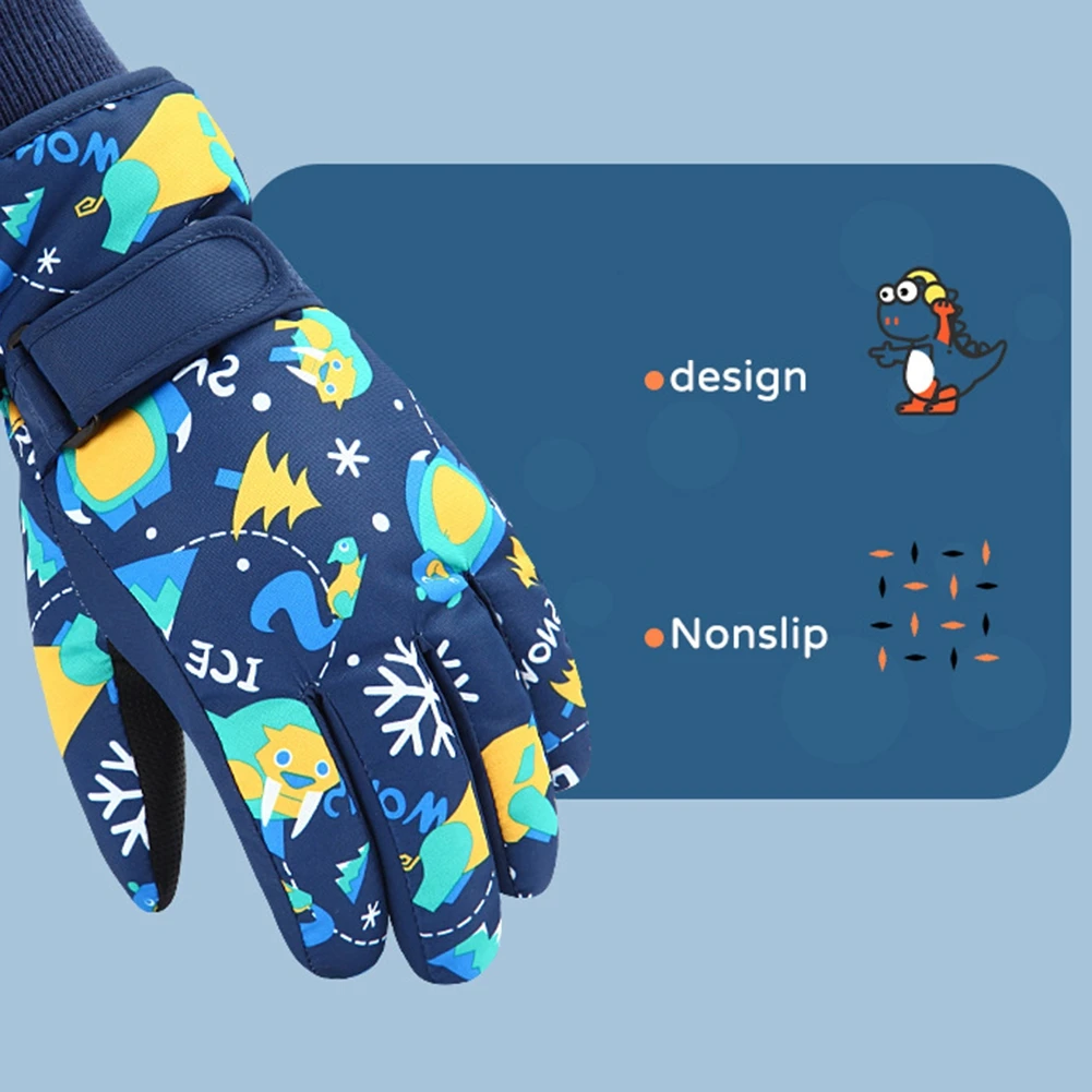 Winter Children Keep Warm Gloves Snow Gloves Driving Cute Dinosaur Gloves Anti Slip Waterproof Riding Gloves