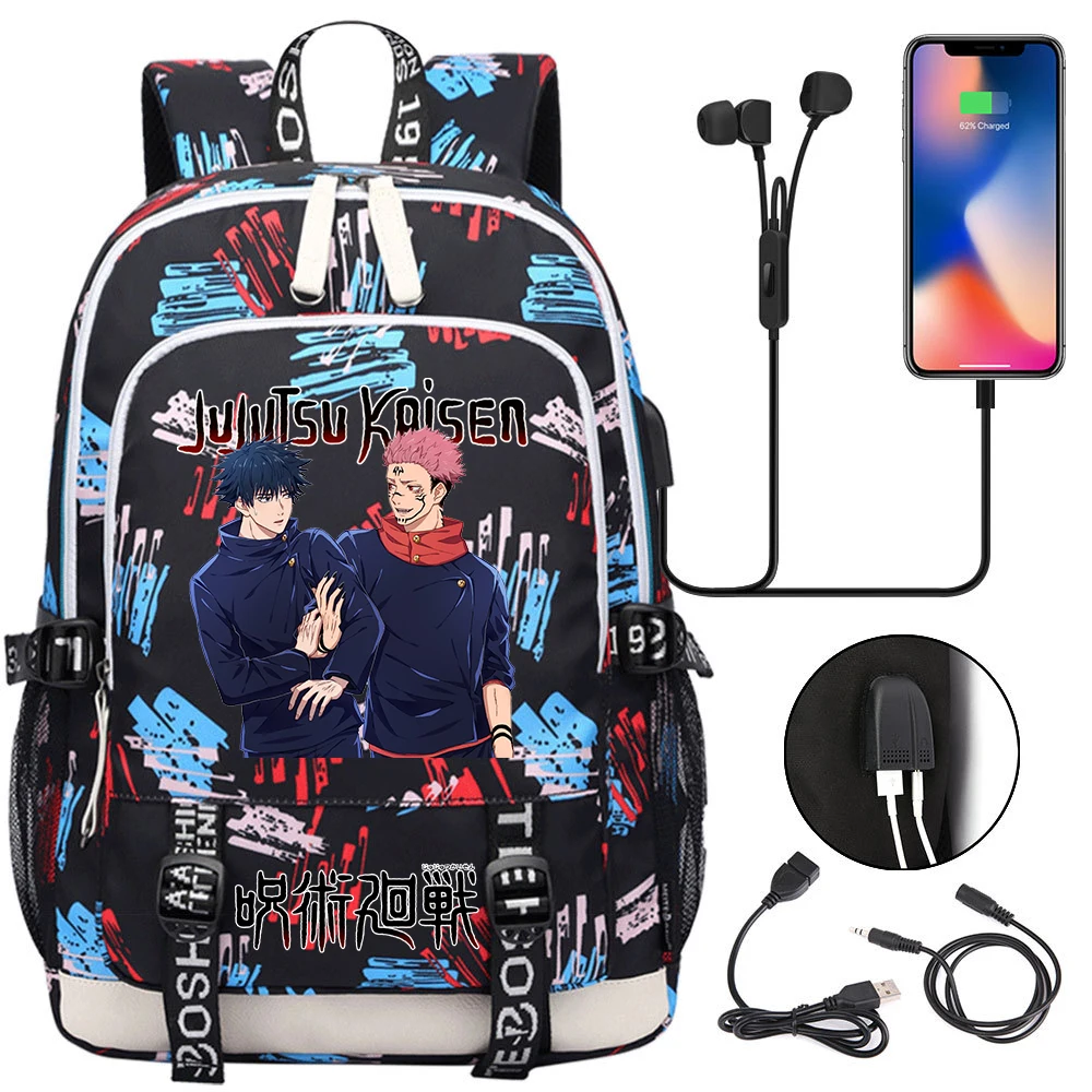 Hot Jujutsu Kaisen Backpack Men Women USB Charging Laptop Travel Backpack Teenager Student Backpack Casual Mochila