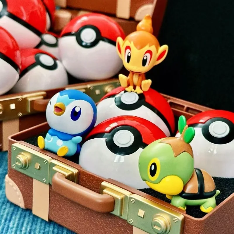 With Box Pokemon First Partners Blind‑box 3Pcs Starter Figurines + 3 Pokeballs, Anime Figure Toys with Vintage Storage Case view 5