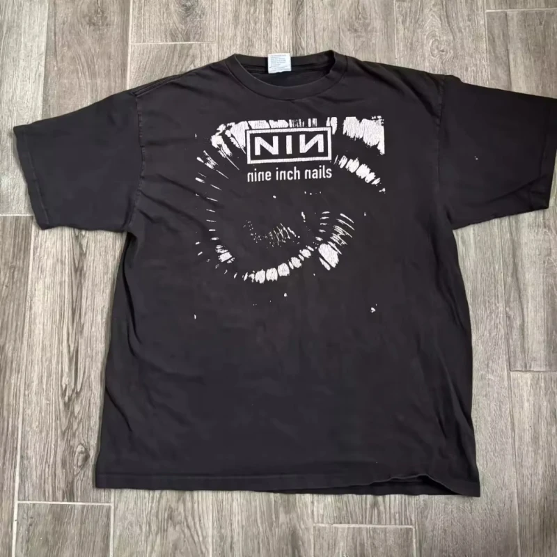 

90s Vtg Nine Inch Nails Band Black Short Sleeve Unisex Printed T Shirt Men Women T-Shirt Short Sleeve Men Women Summer