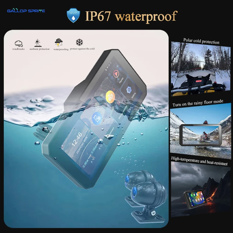 جالوب سبرايت 6 بوصة CarPlay دراجة نارية الملاحة شاشة عرض Carplay أندرويد السيارات مراقب موتو DVR GPS IPX7 مقاوم للماء