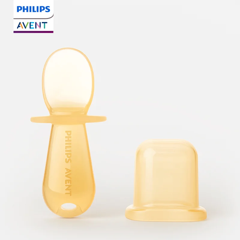 PHILIPS AVENT silica gel Complementary food spoon Newborn baby Learn to eat train soft spoon Children's tableware non-slip