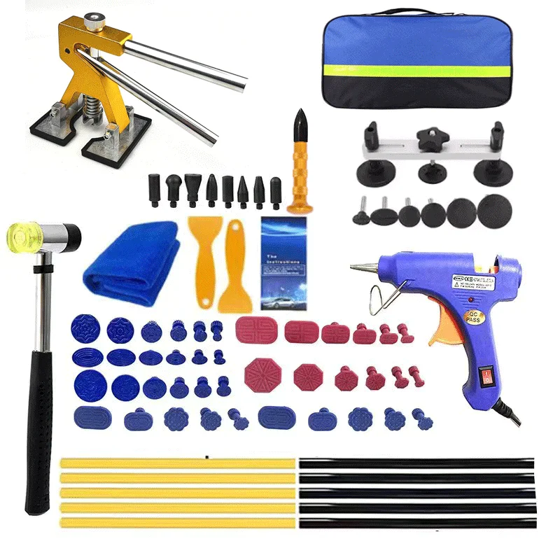 

77 шт. комплекты для ремонта панели кузова автомобиля с наклейками, подушечки для восстановления вмятин, съемник, инструменты