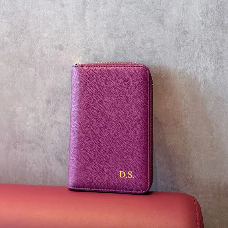 Engrave Initials Luxury Travel Wallet Large Capacity Cowhide Card Bag Passport Pouch Customized Business Fashion Passport Holder