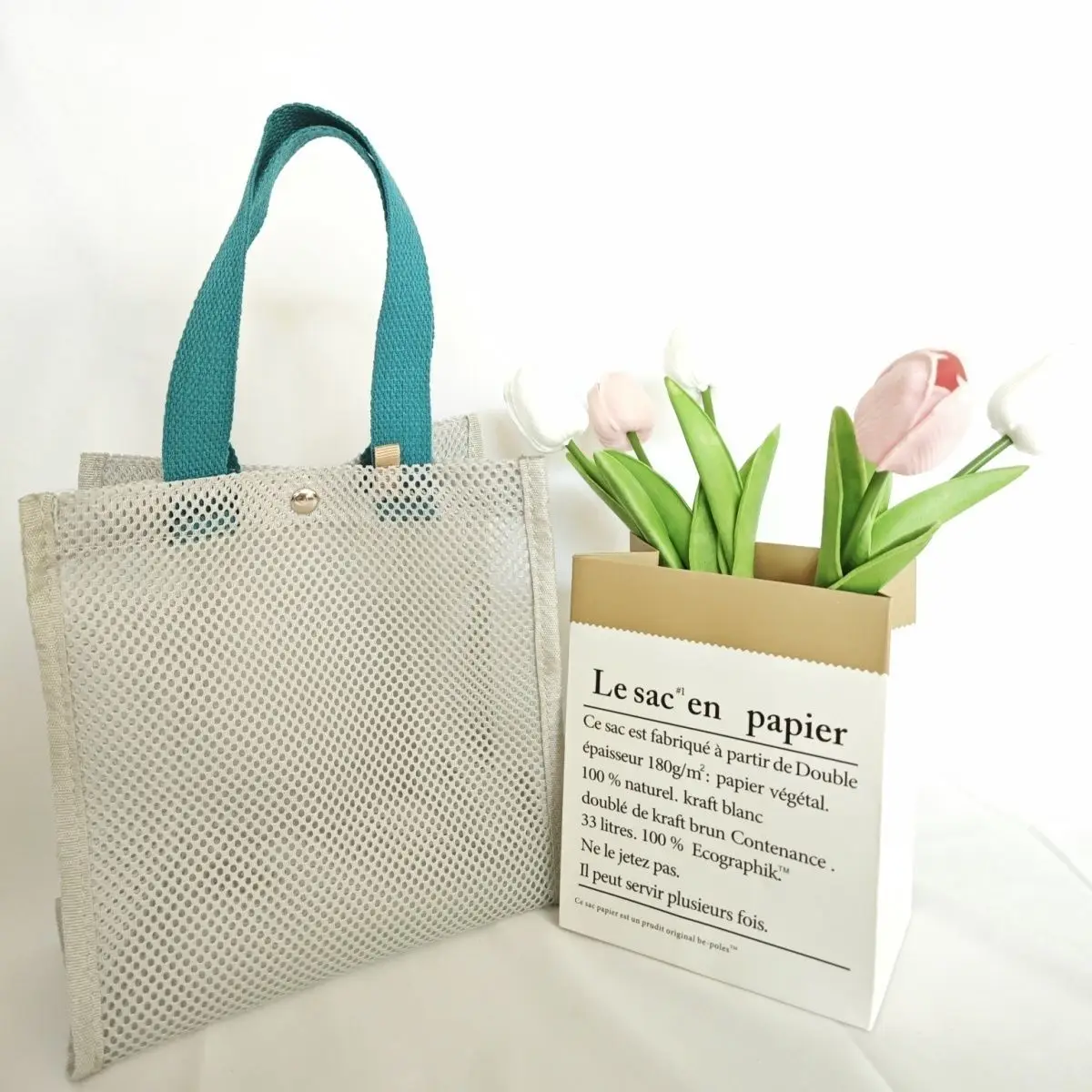 Lunch box bag Mesh lunch bag Breathable hollow storage portable simple student office worker mesh beach bag