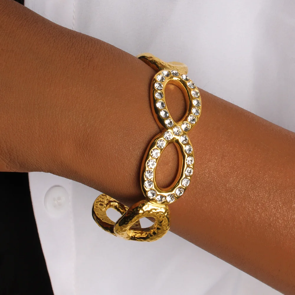 DIY accessories Guangdong Decoration Creative Mathematical Symbols 8 Diamond-set Bracelet Titanium Steel Plated 18K Gold Opening