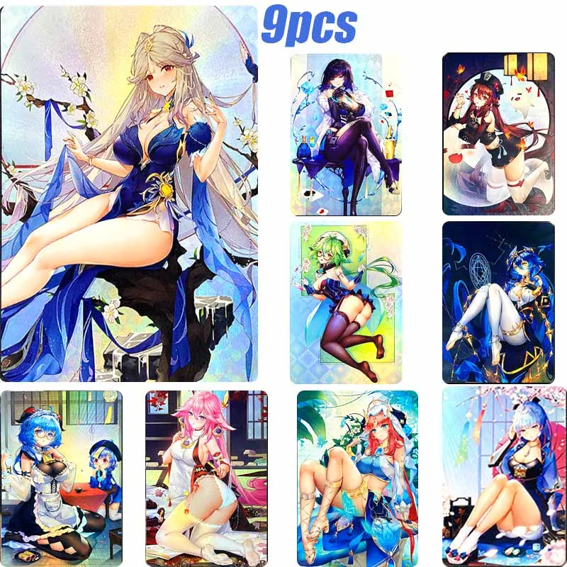 

9Pcs/set Anime Genshin Impact Hu Tao Beelzebul Yae Miko Game Toys Collection Card Christmas Birthday Gift Diy Homemade Card