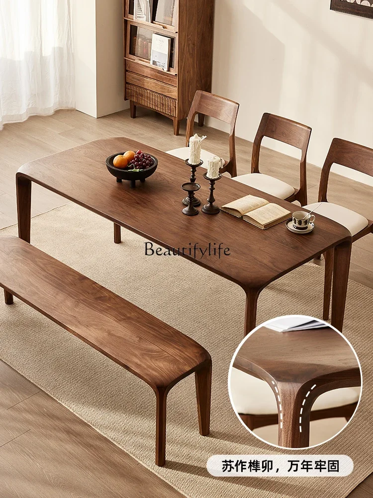 Solid wood dining table Modern simple North American black walnut dining table and chair combination