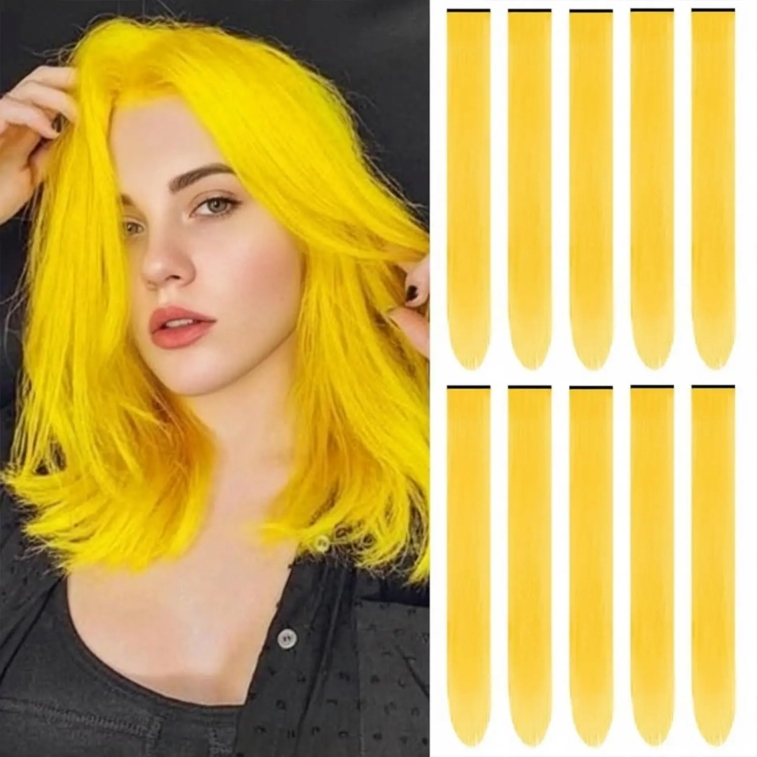 10pc Colored Hair Extensions Clip in Set