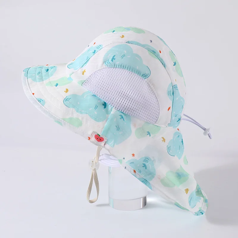 หมวกกันแดดเด็กสําหรับเด็กชายและเด็กหญิง หมวกกันแดดปีกใหญ่ หมวกกันแดดใหม่ หมวกชาวประมงบางและระบายอากาศได้ดี