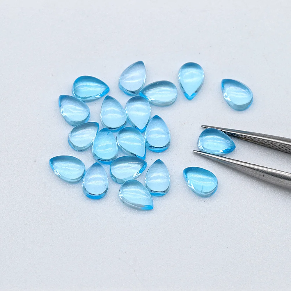 Natural topaz Swiss blue water drop-shaped loose stone pear-shaped ring surface crystal transparent DIY jewelry with stone