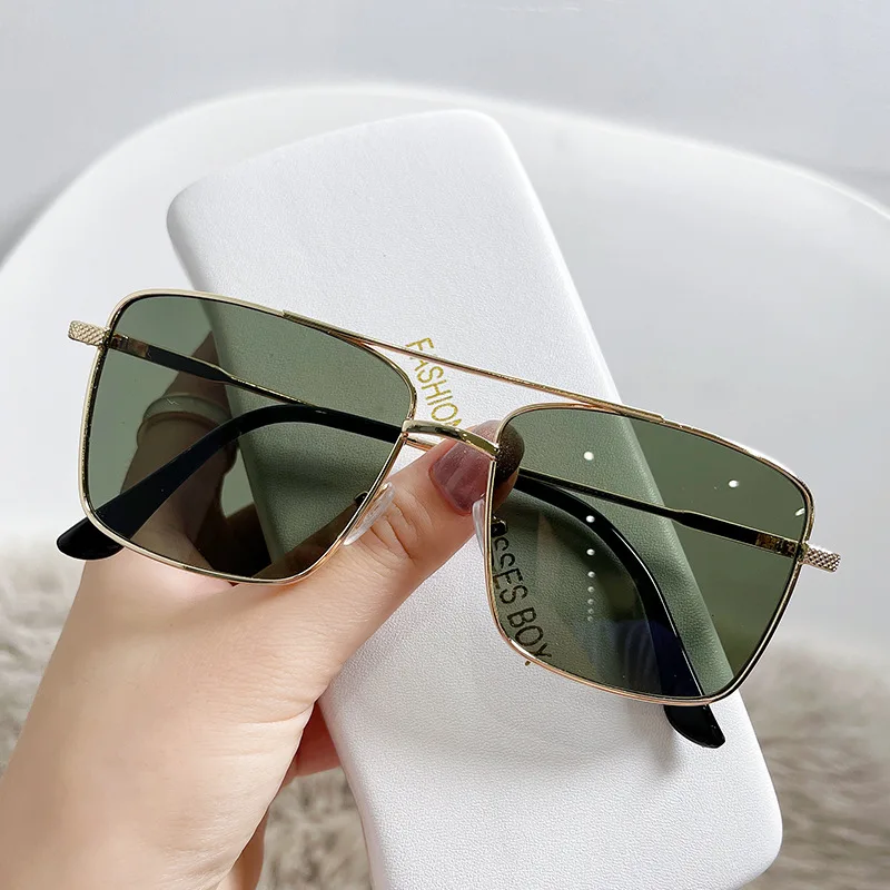 Small Square Ocean Sunglasses For Men Women Fashion Simple Rectangle Alloy Sun Glasses Vintage Male Female Eyewear Mirror Shades