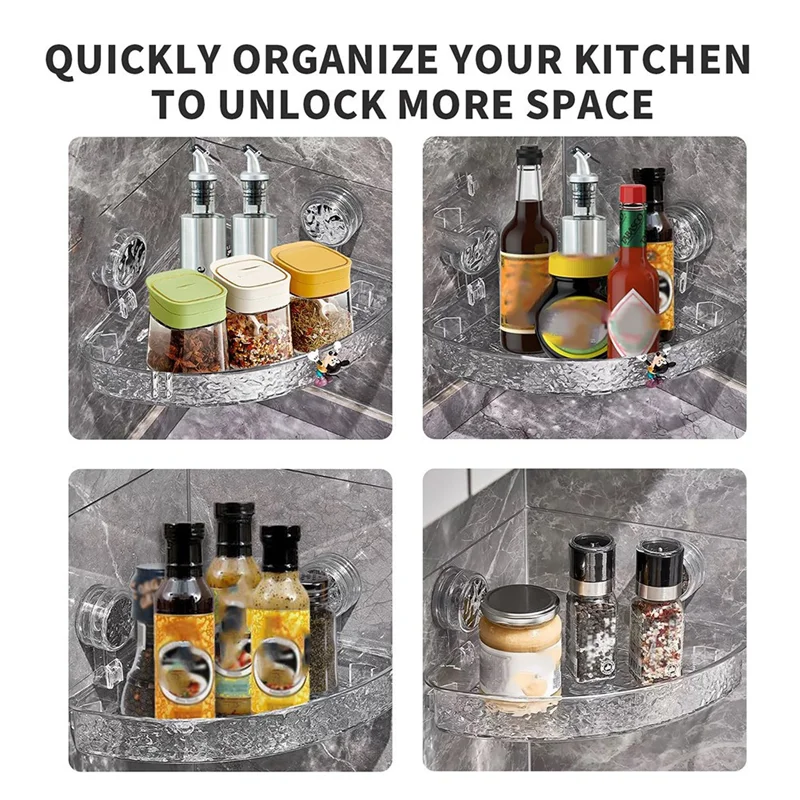 A84X-حامل دش زاوية بدون مثقاب، منظم مع خطافات للحمام المطبخ #4