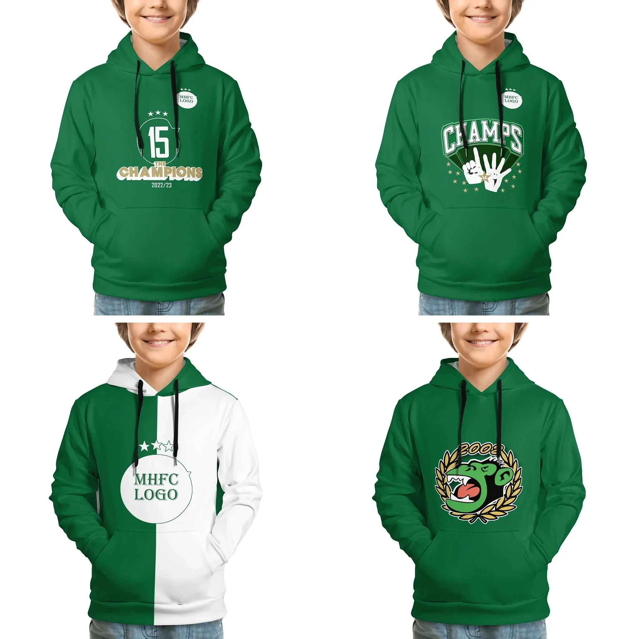 بلوفر Maccabi MHFC Haifa للأطفال بغطاء للرأس كاجوال بقلنسوة للشباب، ملابس رياضية بغطاء للرأس