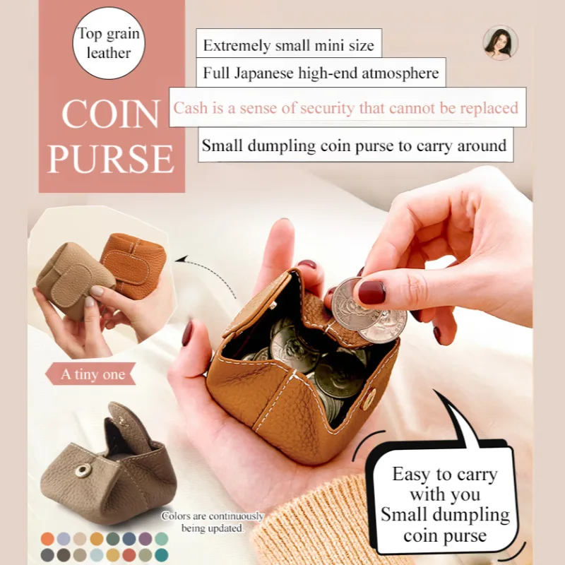 

Genuine leather coin purse head layer cowhide mini small wallet organizer key cross-border ladies compact cowhide money clip