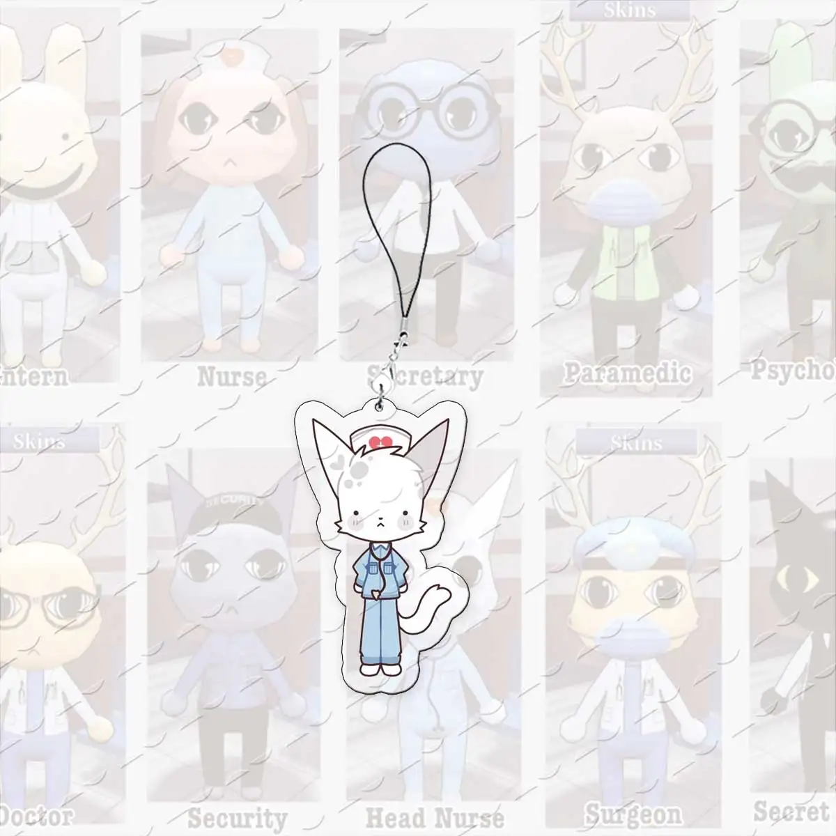Game Animal hospital Mobile Phone Charms Secretary Ratthew ecret Agent Head Nurse Acrylic Small Pendant Phone Chain Fans Gift