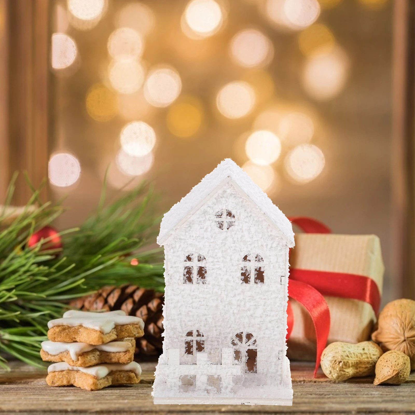 

2Pcs LED nament Xmas Decor Luminous Mini House Holiday Christmas Scene nament Luminous Decor Adornment