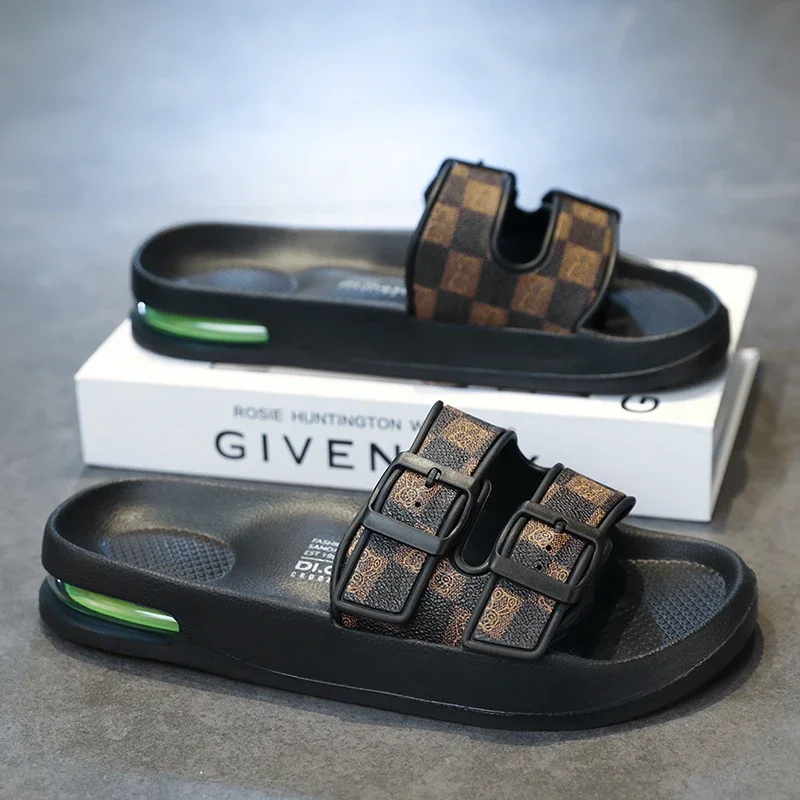 

Летние тапочки 2024, мужские домашние сандалии из ЭВА на высокой мягкой подошве, трендовые летние пляжные туфли с открытым носком, домашний размер 40-47