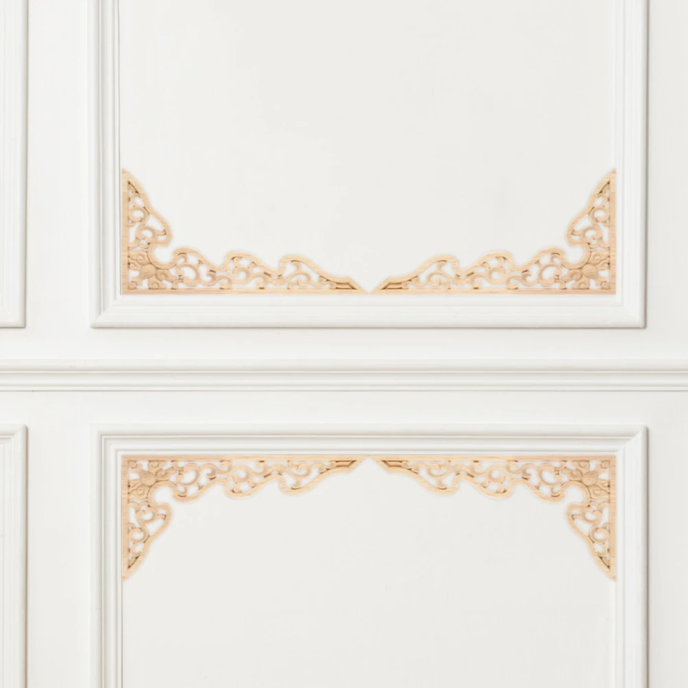 

Engraved Piece Corner Decorative Plaques Carved Decals Applique Onlay Appliques Wood Wooden