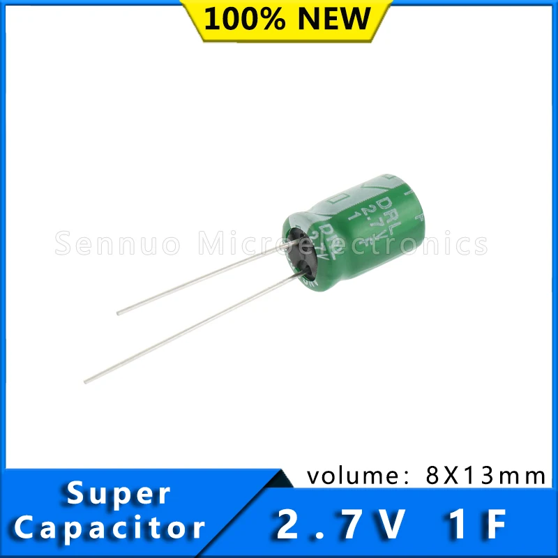 2Pcs NEW Super capacito 2.7V 1F 8X13mm supercapacitorsCylindrical cells Spare capacitor ，working voltage2.7V，Working current0.3A