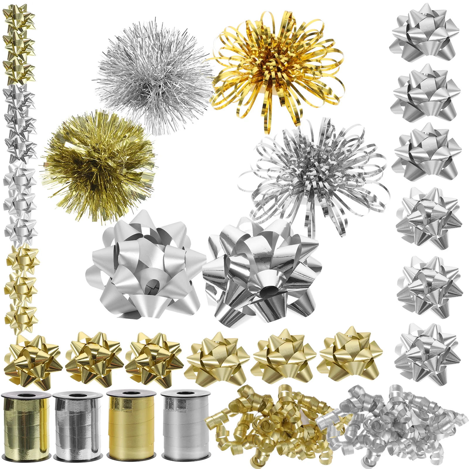 

Christmas Decoration Ribbon Set Holiday Bows Wreath Foil Wrapping Present Festival Flower Decorating Supplies Decorations