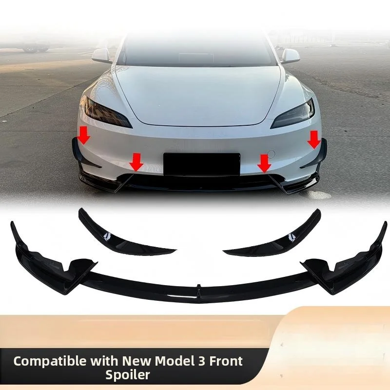 For Tesla New Model 3 2024-2026 ABS Front Bumper Diffuser Splitter Spoiler Lip Tuning Body Kits Protection Car Accessories