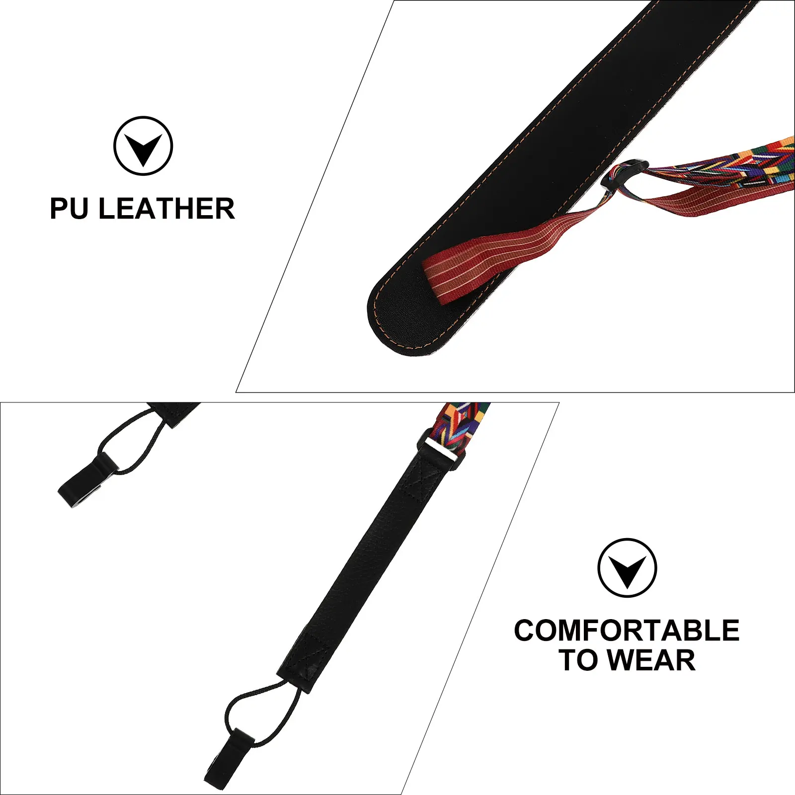 

1 pc Exquisite Cotton Pu Ukulele Strap Breathable Durable Portable Foldable Adjustable Lanyard For Musical Instrument