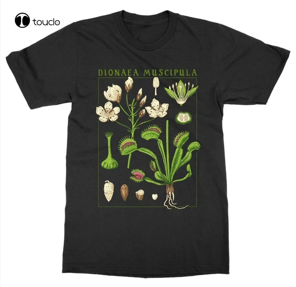 Venus Fly Trap T-Shirt Botanical Garden Plant Print Botany Bloom Fruit Flower New T-Shirts Men Clothing High Quality Shirts