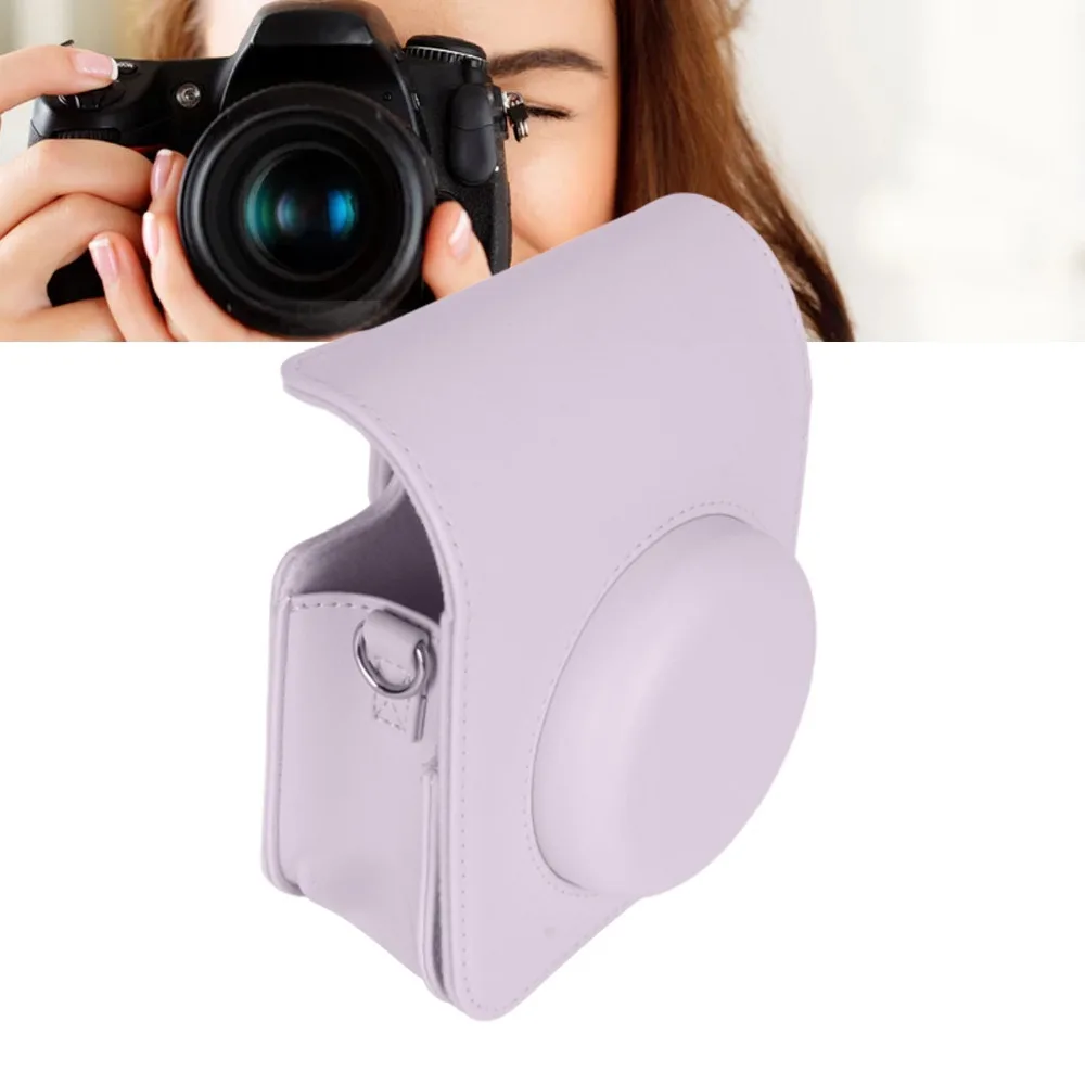PU Leather Camera Case Soft Lining Interior with Adjustable Shoulder Strap Protective Camera Cover Bag for Fuji Instax Mini 12