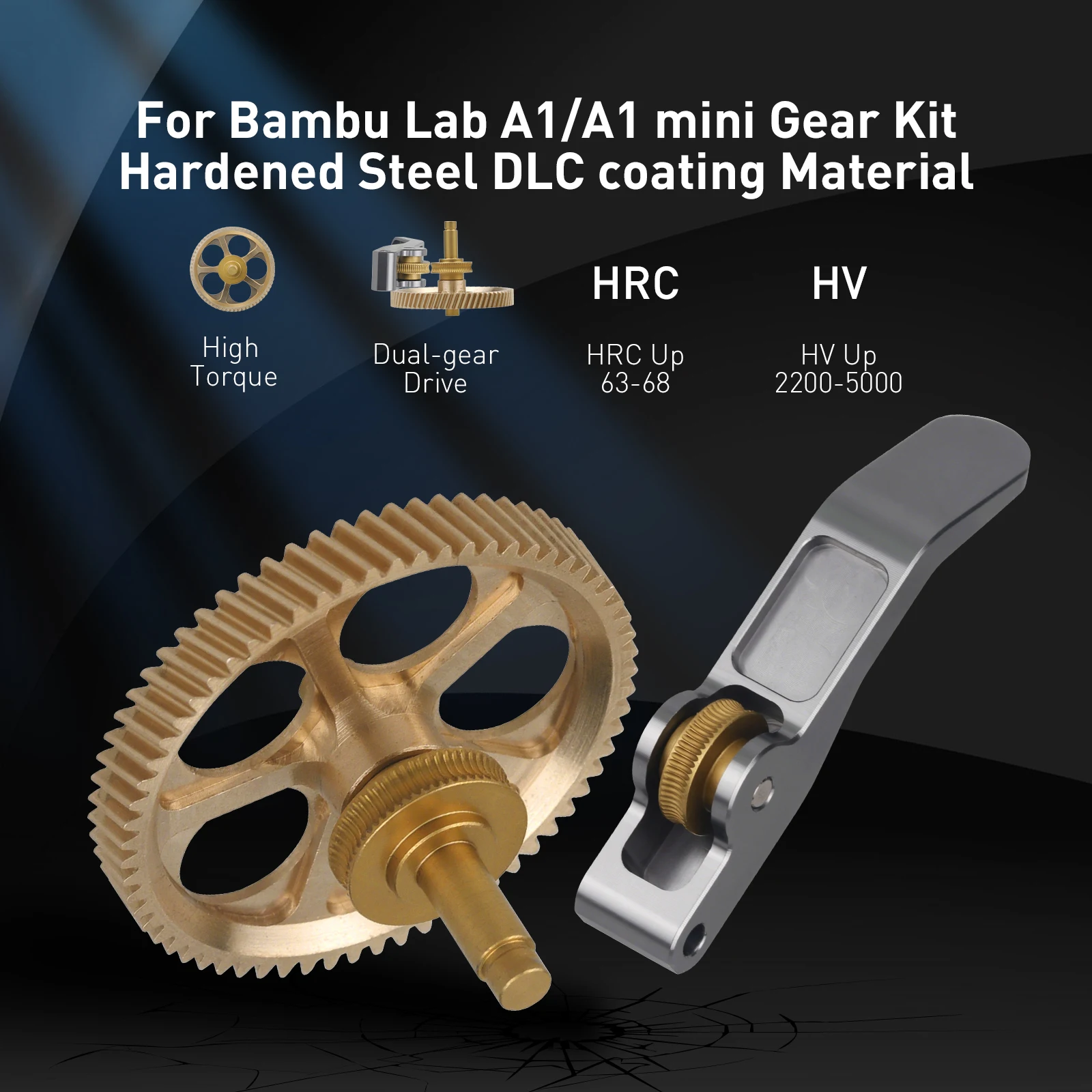 Für Bambu Lab P1P P1S X1C Extruder-Zahnräder, Krallenzahnräder, RNC Nano-beschichtetes gehärtetes Stahl-Schneckengetriebe-Kit, hohe Festigkeit für A1 A1 Mini – Detail 11