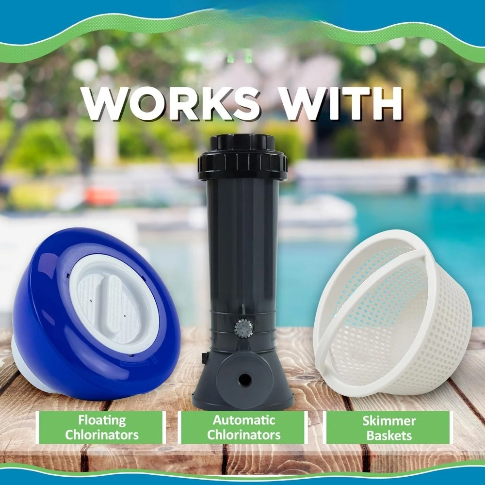 Tabletas de Cloro de 50 lbs y 1 Pulgada para Piscinas, de Larga Duración, Disolución Lenta, Estabilizadas, Algaicidas, Bactericidas, Desinfectantes