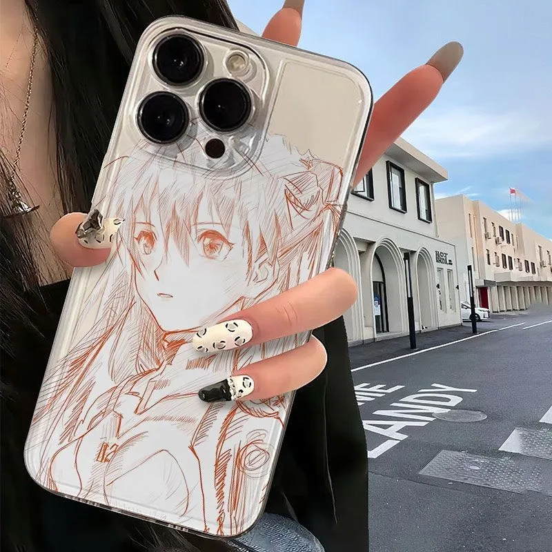 Asuka and Ayanami hand drawn graffiti Phone Case For Samsung S25 S24 S23 S22 S21 S20 FE Note20 Plus Ultra Lite 5G Clear Cover - náhled 4