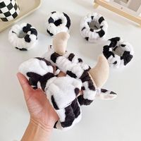 2/3pcs Cow patterned headband tied with polka dot cow horn wrist strap set for washing face headband cute