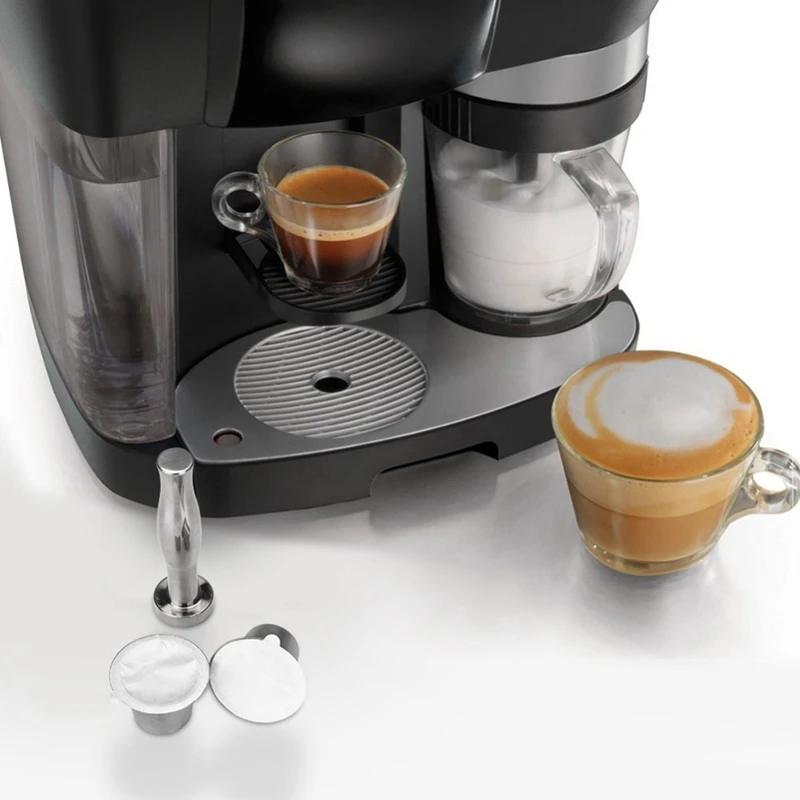 2X Stainless Steel Reusable For Nespresso Capsule With Press Coffee Grinds Stainless Tamper Coffee Pod For Nespresso