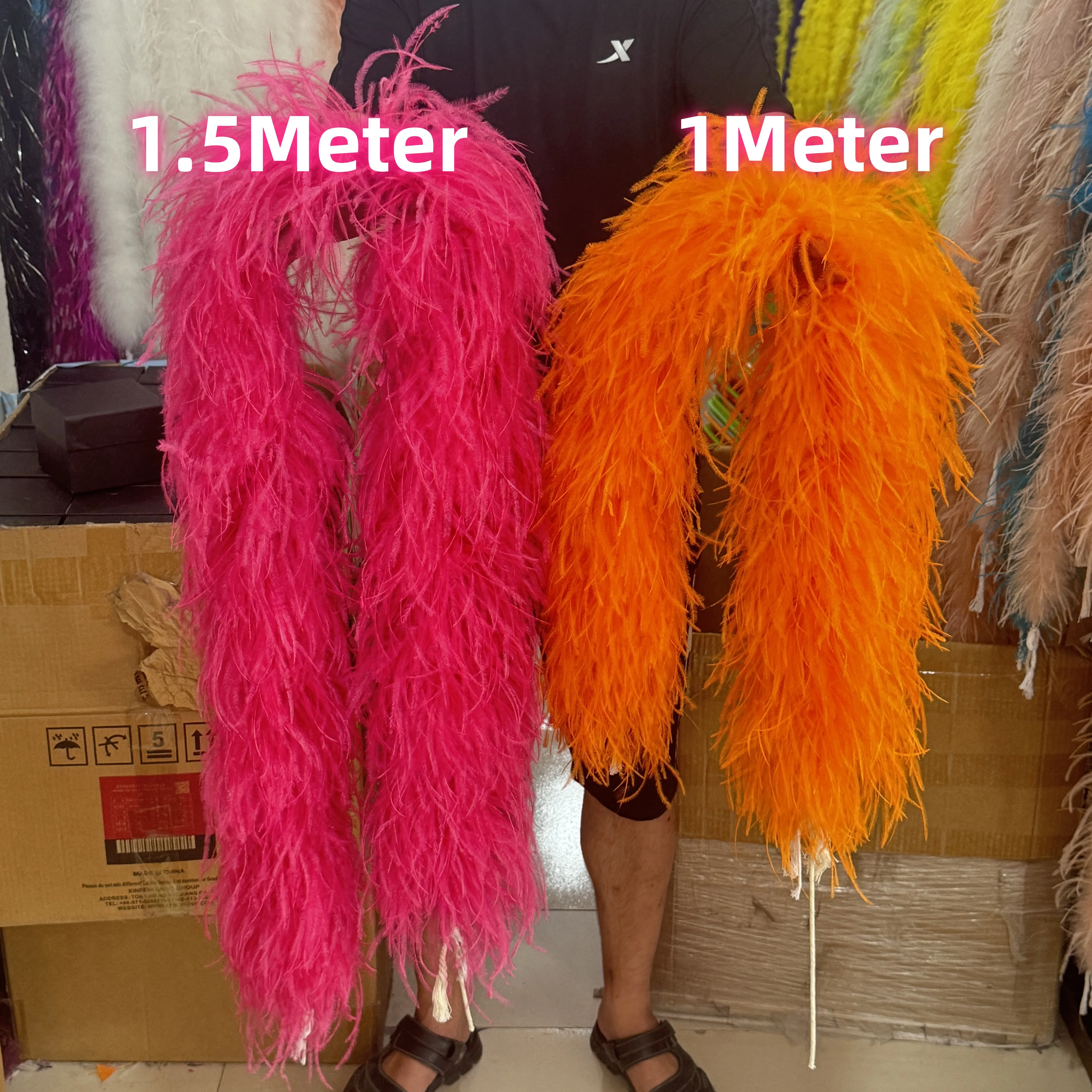 1M 2M 4M Natural Ostrich Feathers Trim Boa for Craft Wedding Festival Party Clothing Decoration Plumes Shawl 2/3/4/6/10ply