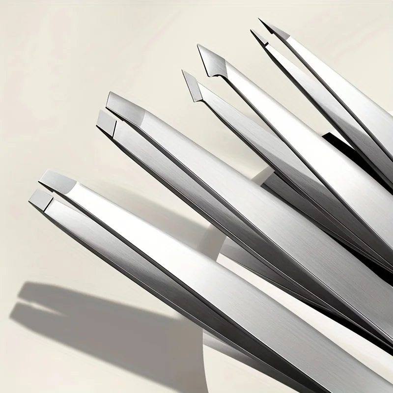 Pinzas de precisión de acero inoxidable para cejas, depilación Facial, espinillas, punta inclinada, punta angular, punta puntiaguda