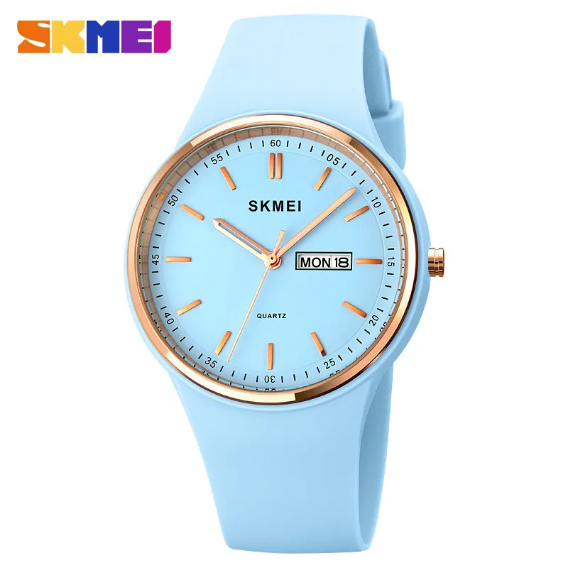 Skmei Casual Simple Women\'s Watch round Scale Double Calendar Elegant Quartz Watch for Female Students