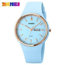 Skmei Casual Simple Women's Watch round Scale Double Calendar Elegant Quartz Watch for Female Students