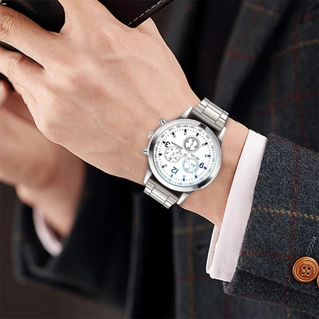 1/2PCS Men Business Watches Fashion Men's Steel Band Quartz Watch with Bracelet(Box not Included) 3 1/2PCS Men Business Watches Fashion Men's Steel Band Quartz Watch with Bracelet(Box not Included) 3