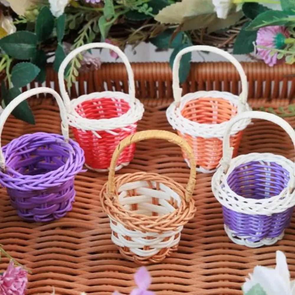 Mini miniatuur poppenhuismand DIY handgemaakte modepoppen Handgeweven mand Handheld wijnstokmand voor BJD-poppen/voor Ob11-poppen